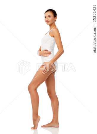 beautiful young woman in white underwear beautiful young woman in white underwear 35231425