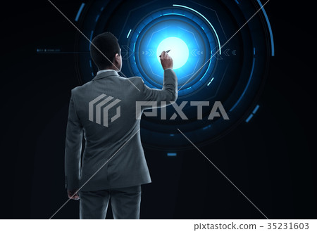 businessman working with virtual reality screen businessman working with virtual reality screen 35231603