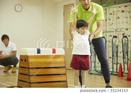 Gymnastics classroom instruction jump box children 35234153