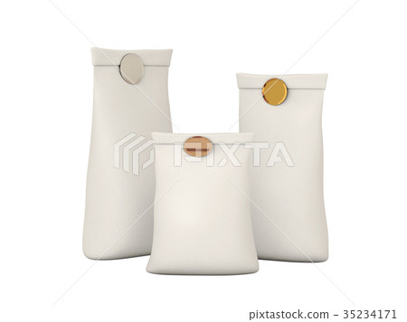 White folded Paper Bag Package with clipping path White folded Paper Bag Package with clipping path 35234171