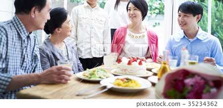 Three generations family celebration Three generations family celebration 35234362