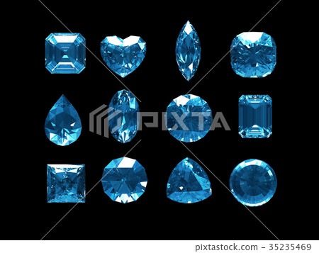Group of blue topaz with clipping path 35235469