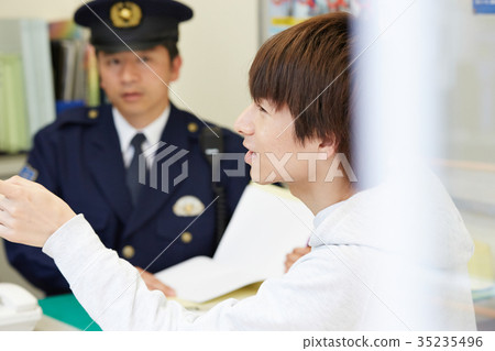 Men speaking in a police box Men speaking in a police box 35235496
