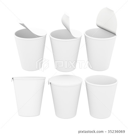 White blank label food cup with foil lid White blank label food cup with foil lid 35236069
