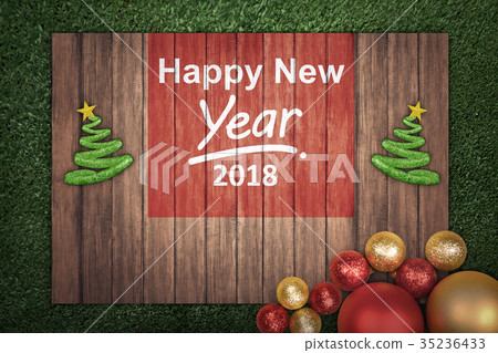 Christmas decoration with message Happy New Year Christmas decoration with message Happy New Year 35236433