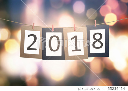 2018 number on paperboard for New Year 2018 number on paperboard for New Year 35236434