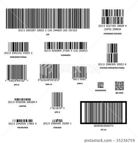 Set of different barcodes isolated on white Set of different barcodes isolated on white 35236759