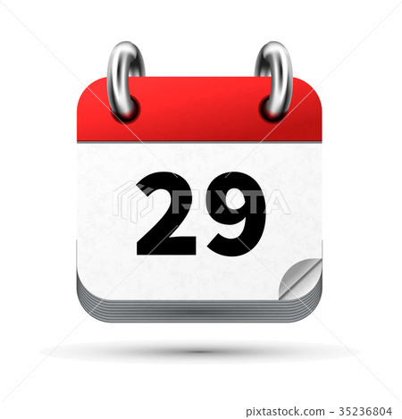 Bright realistic icon of calendar with 29th date Bright realistic icon of calendar with 29th date 35236804