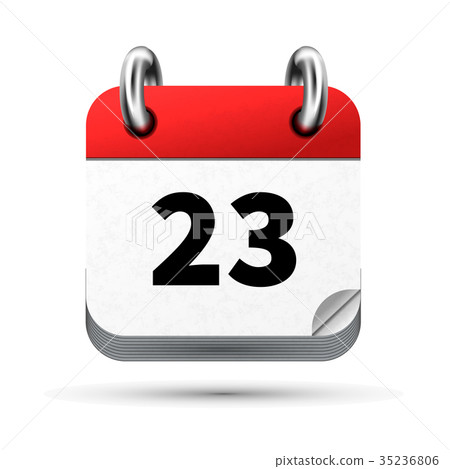 Bright realistic icon of calendar with 23th date 35236806