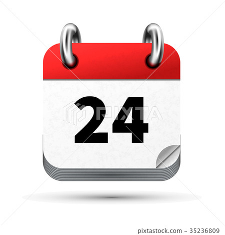 Bright realistic icon of calendar with 24th date 35236809