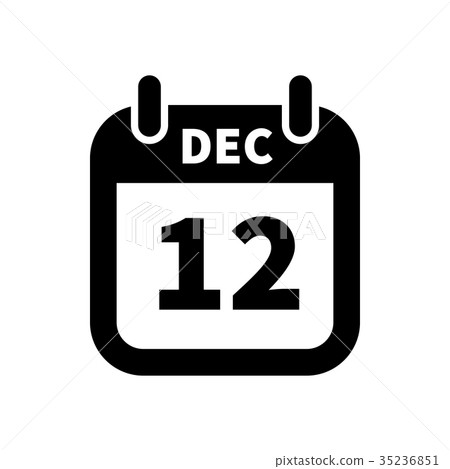 Simple black calendar icon with 12 december date Simple black calendar icon with 12 december date 35236851