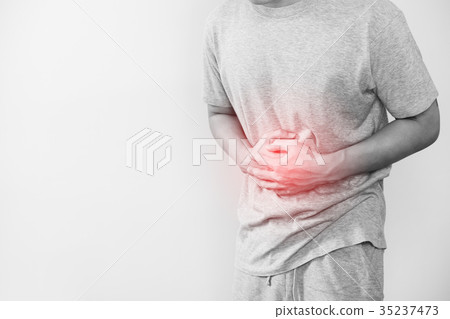 a man touching his stomach, stomach pain concept 35237473