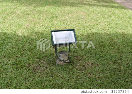 closed up the led spotlights on a ground 35237854