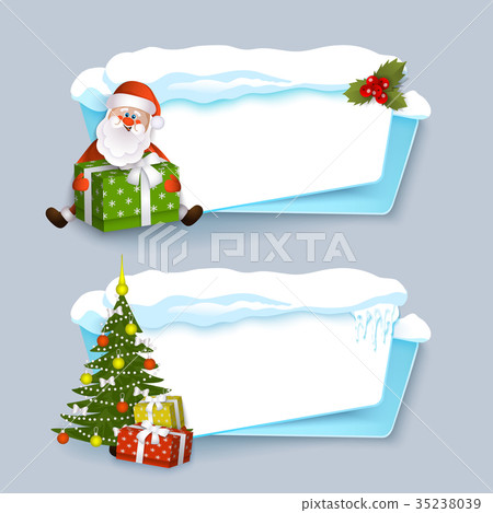 vector cartoon realistic winter banner set vector cartoon realistic winter banner set 35238039