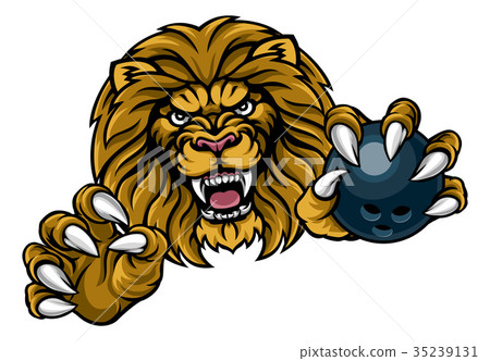 Lion Bowling Ball Sports Mascot Lion Bowling Ball Sports Mascot 35239131