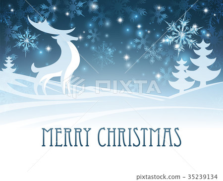 Merry Christmas Winter Landscape Deer Scene Merry Christmas Winter Landscape Deer Scene 35239134