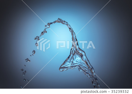 Splash of a stream of pure water on a blue Splash of a stream of pure water on a blue 35239332