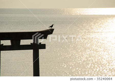 A torii in the sea of Ujo city Nagao Shrine 35240064