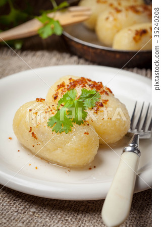 Potato dumplings stuffed with minced meat. Potato dumplings stuffed with minced meat. 35240208
