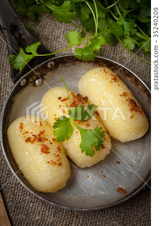 Potato dumplings stuffed with minced meat. Potato dumplings stuffed with minced meat. 35240209