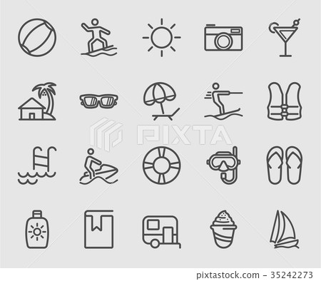 Beach and Holiday line icon Beach and Holiday line icon 35242273