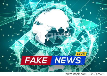 Fake News Live. World Map on Glowing Plexus Fake News Live. World Map on Glowing Plexus 35242575