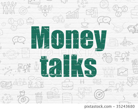 Business concept: Money Talks on wall background Business concept: Money Talks on wall background 35243680