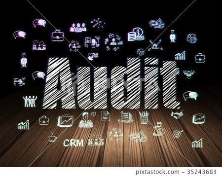 Business concept: Audit in grunge dark room Business concept: Audit in grunge dark room 35243683