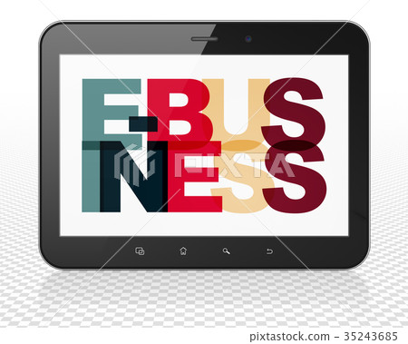 Business concept: Tablet Pc Computer with E - Stock Illustration ...