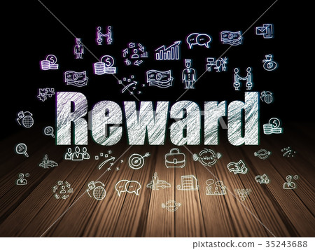 Business concept: Reward in grunge dark room Business concept: Reward in grunge dark room 35243688