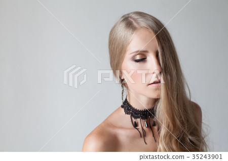 Portrait of beautiful blondes with blue eyes Portrait of beautiful blondes with blue eyes 35243901