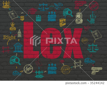 Law concept: Lex on wall background Law concept: Lex on wall background 35244142