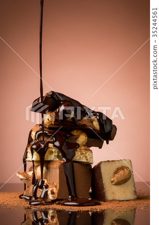 Pile of broken chocolate Pile of broken chocolate 35244561