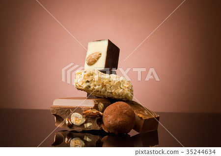 Pile of broken chocolate Pile of broken chocolate 35244634