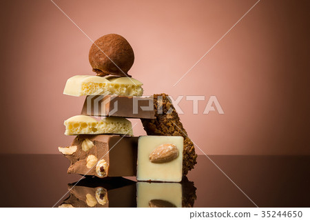 Pile of broken chocolate Pile of broken chocolate 35244650