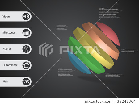 3D illustration infographic template with ball 35245364