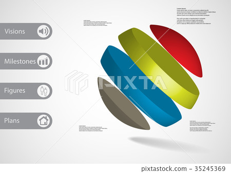3D illustration infographic template with ball  35245369