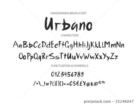 Handwritten Brush font. Hand drawn brush style 35246047