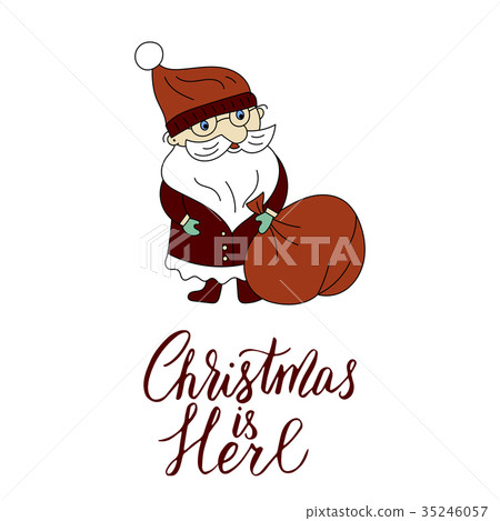 Vector Christmas card with hand lettering. - Stock Illustration ...