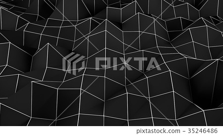 Black abstract polygonal background. Digital Black abstract polygonal background. Digital 35246486