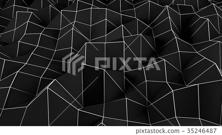 Black abstract polygonal background. Digital Black abstract polygonal background. Digital 35246487