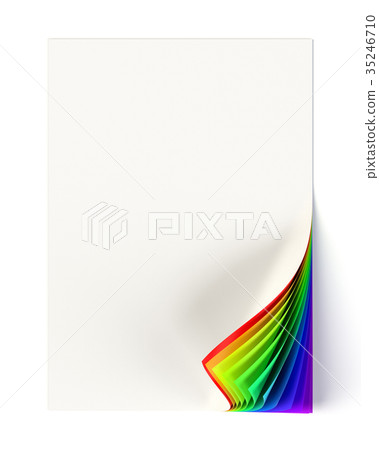 Rainbow colored curled corner on a blank document Rainbow colored curled corner on a blank document 35246710