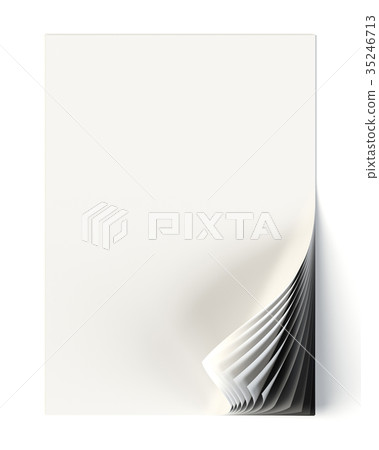 White document mock up with monochrome curled 35246713