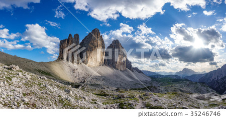 Tre Cime di Lavaredo big panorama at sunset Tre Cime di Lavaredo big panorama at sunset 35246746
