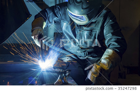 Industrial steel welder in factory Industrial steel welder in factory 35247298