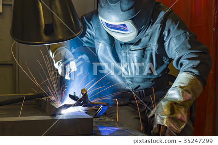Industrial steel welder in factory 35247299