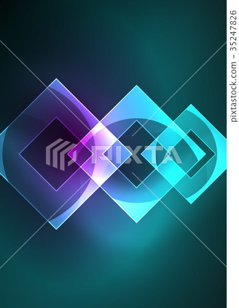 Glowing squares in the dark, digital abstract 35247826