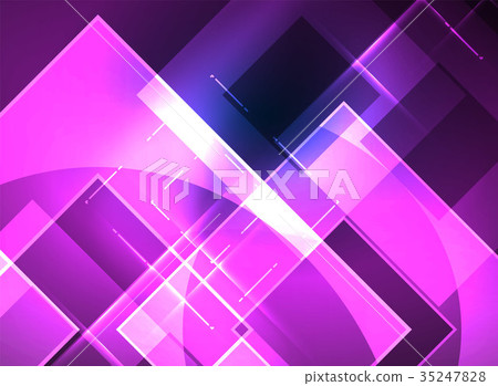 Glowing squares in the dark, digital abstract 35247828