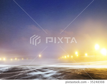 winter road to airport at night 35248308
