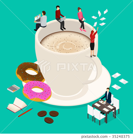 Coffee Break Concept 3d Isometric View. Vector 35248375